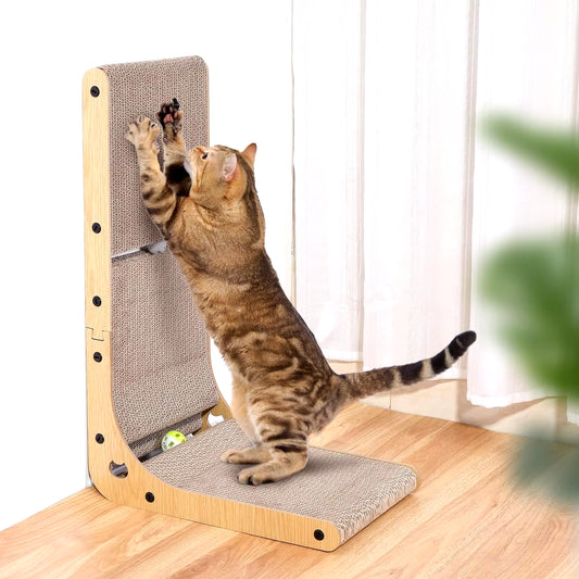 L Shape Cat Scratcher, 23.6 Inch Cat Scratchers for Indoor Cats, Protecting Furniture Cat Scratch Pad, Cardboard Cat Scratching