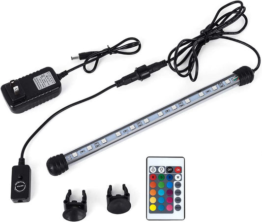 20 in Submersible LED Aquarium Light, 3.5W Color Changing Fish Tank Light with Remote Control, IP68 Crystal Glass 24 Leds Lights Bar, for Fish Tank 25-30 Inch