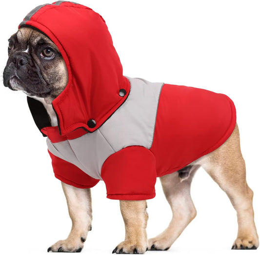 Dog Winter Jacket,Reflective Waterproof Dog Winter Coat Waterproof Warm Outdoor Fleece Cold Weather Coat with Detachable Hat,Pet Pullover Vest Outfit Clothes Apparel for Small Medium Large Dogs