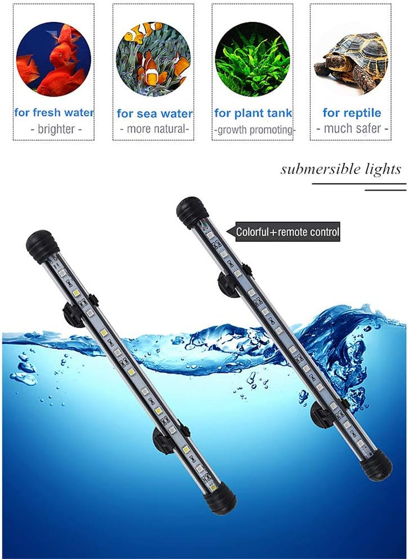 20 in Submersible LED Aquarium Light, 3.5W Color Changing Fish Tank Light with Remote Control, IP68 Crystal Glass 24 Leds Lights Bar, for Fish Tank 25-30 Inch