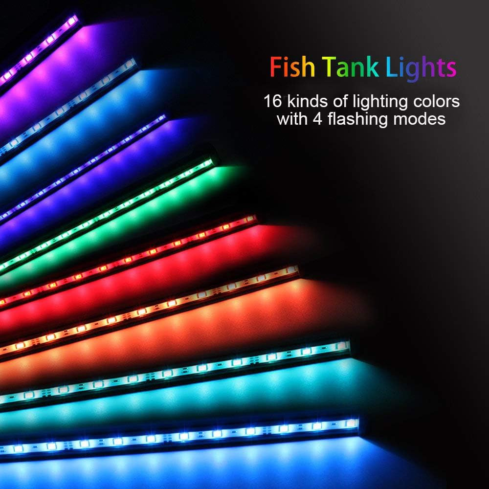 20 in Submersible LED Aquarium Light, 3.5W Color Changing Fish Tank Light with Remote Control, IP68 Crystal Glass 24 Leds Lights Bar, for Fish Tank 25-30 Inch